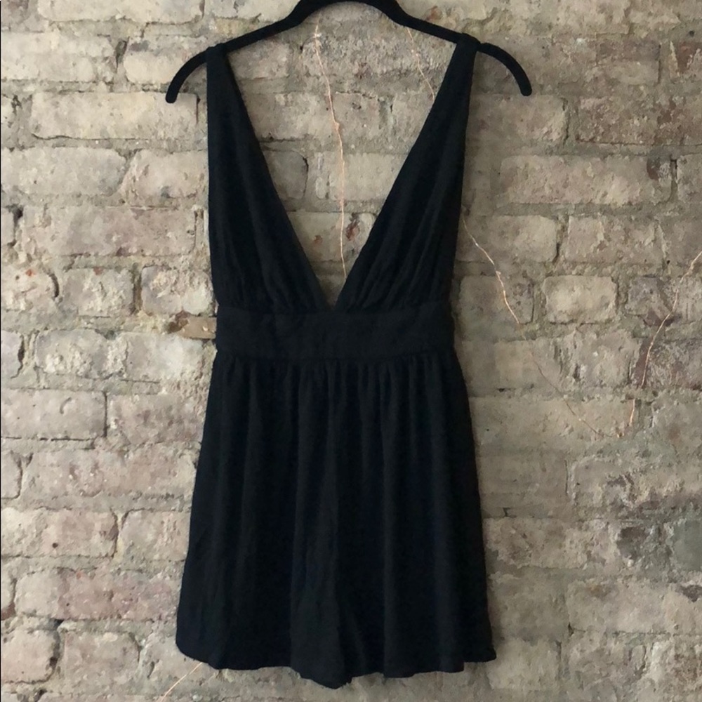 Urban outfitters XS black romper deep v cut
